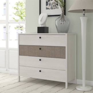 Schubladenkommode MOONDUST Schneeeiche / Geflechtoptik, von Forte