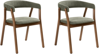 Esszimmerstuhl 2er Set MYLO Stoff Dunkelbraun Grün