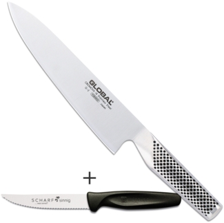 Global G-2 Kochmesser 20 cm Bestseller plus SCHARFsinnig Pizza-Steakmesser