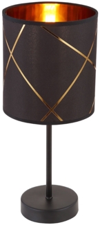Tischleuchte, Metall, schwarz, gold, 1,8 m Textilkabel