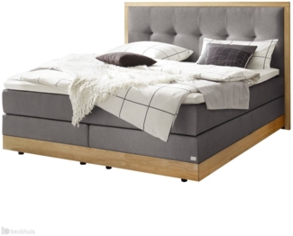Alba Boxspringbett grau Eiche Massivholz 206cm x 188cm x 125cm