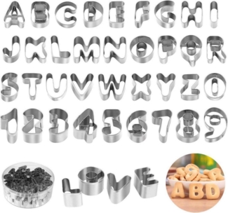 LuxusKollektion Back-Set 36 Ausstechformen Buchstaben Alphabet Edelstahl Aufbewahrungsbox