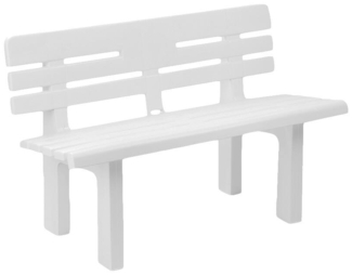 Dmora Außenbank Alim, Monoblock-Gartenbank, Außenbank, 100 % Made in Italy, 110 x 52 x 71 cm, Weiß