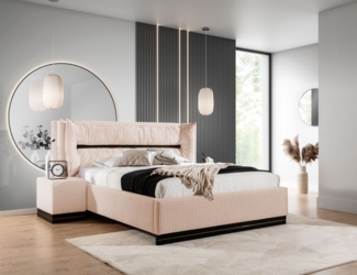 Polsterbett Doppelbett Set. 1 HAMILTON 180x200cm Stoff Magic Velvet Lachs