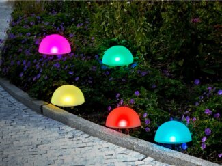 IC Gardenstyle LED Solarleuchte 5er Set Solar Halbkugel Bodenlichterkette, bunt mit Farbwechsel