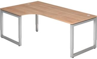 Winkeltisch RS82 O-Fuß eckig 200x120 cm 90° Nussbaum Gestellfarbe: Silber
