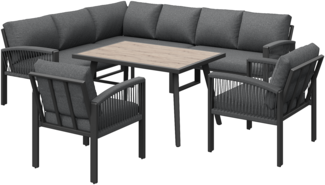 Merax Garten-Lounge-Set mit verstellbaren Beine und Sitz- und Rückenkissen, Polyester / Metall grau, 8 Personen