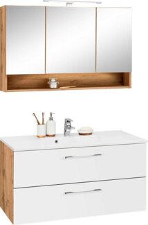 welltime Badmöbel-Set Soria, (2-St), Waschplatz Breite 100 cm, Spiegelschrank