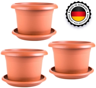 Centi Pflanzkübel 3 Pflanzkübel rund, Durchmesser 45 cm (Spar Set, 3 St, 3er Set), inkl. Untersetzer