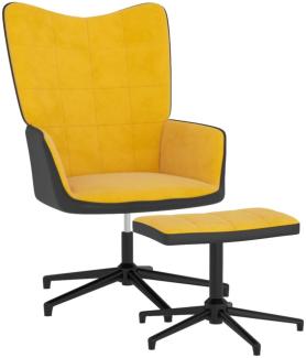 vidaXL Relaxsessel mit Hocker Senfgelb Samt und PVC, Drehbar [327849]