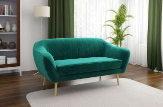 Klassische Sofas, hohe Holzbeine, Skandinavischer Stil - ELI - 3 Sitzer - Dunkelgrün Velours