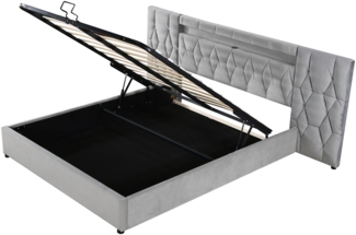 ComfortXL Polsterbett-BB1166, Massivholz, Grau, 206x244x100cm