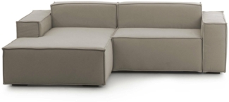 Dmora Sofa mit Halbinsel Assurte, modulares Sofa mit linker Chaiselongue, modernes Stoffsofa, 100 % Made in Italy, 240 x 170 x 70 cm, Taupe