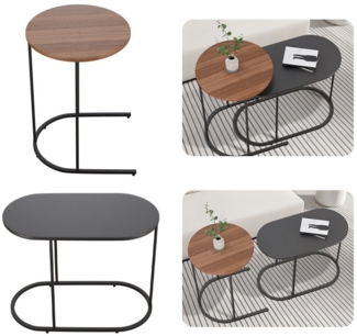 MULISOFT Beistelltisch Sofatisch Couchtisch 2er Set Wohnzimmertisch Satztisch Kaffeetisch (Beistelltisch 2er Set für Wohnzimmer und Schlafzimmer, großer Tisch(58x31x47cm),Kleiner Tisch(38x55cm), Tisch Wohnzimmer mit Metallgestell Beistelltisch aus MDF