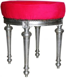 Casa Padrino Barock Sitzhocker / Rundhocker Pink / Silber