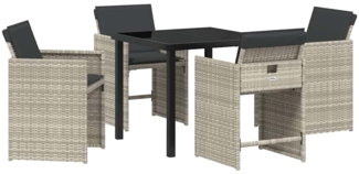 vidaXL Garten Essgruppe 5 pcs Hellgrau Poly-Rattan 3380705