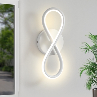 ZMH Wandleuchte Innen LED Wandlampe Modern: Wand Lampe für Treppenhaus Schlafzimmer Wohnzimmer Korridor Kühles Design 7W Kurvendesign Dekorativ Weiß Wandleuchten Warmweiß 3000K