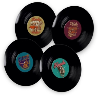 itenga Bierdeckel itenga 40x Bierdeckel rund Schallplatten Retro Untersetzer 10,7cm