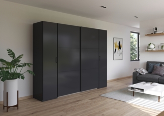 rauch Kleiderschrank, Dreh- und Schwebetürenschrank KRONACH, 4-türig, Grau metallic, 268 x 210 x 59 cm
