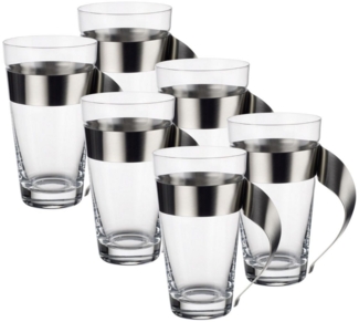 Villeroy & Boch Geschirr-Set New Wave Caffe Latte Macchiato Glas 0,5 l Set6, Edelstahl / Glas