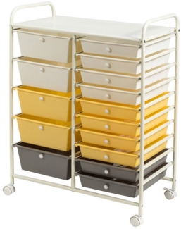 COSTWAY Rollcontainer, Bürocontainer mit 15 stapelbaren Schubladen & Rollen