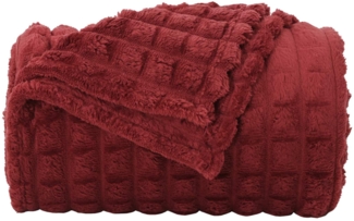Überwurfdecke, Wohndecke Bordeauxrot 200 x 150 cm Fleece