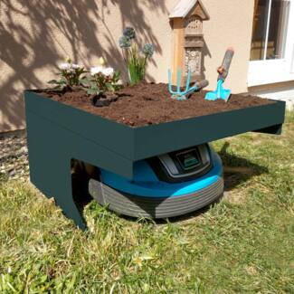 Mendler 'HWC-G60' Mähroboter Garage mit Pflanzkasten, Metall, 37 x 60 x 70 cm, Grün
