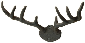 Macosa Home Wandhaken Haken Geweih Vintage Retro Antik Hirsch Metall 10x22 cm, Wand, rostig Garderobenhaken Kleiderhaken Handtuchhaken Metallhaken
