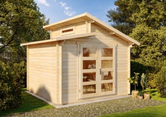 Alpholz Gartenhaus Aktiva Gartenhaus aus Holz Holzhaus mit 28 mm Wandstärke Blockbohlenhaus mit Montagematerial