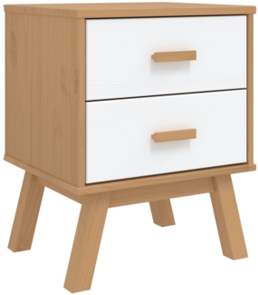 vidaXL Nachttisch OLDEN Weiß und Braun Massivholz Kiefer 358584