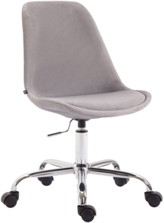 CLP Bürostuhl Toulouse Samt Höhenverstellbarer, drehbare und mit Leichtlaufrollen,grau