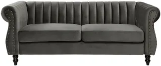 Vente-unique - TRUMBO Sofa StoffSamt Grau - B 78 cm x H 77 cm x L 195 cm