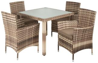 Polyrattan Sitzgruppe Gartenmöbel Set Rattan Gartenset Essgruppe Beige Braun