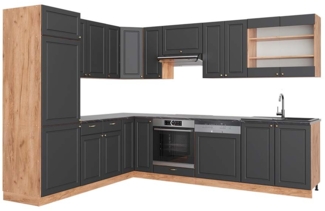 Eckküche Fame-Line Anthrazit Landhaus/Goldkraft Eiche 227 x 60 cm , AP Anthrazit Vicco