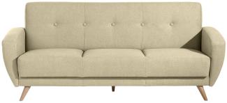 Jerry Sofa 3-Sitzer mit Bettfunktion Samtvelours Beige Buche Natur