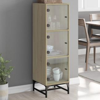 vidaXL Highboard mit Glastüren Sonoma-Eiche 35x37x120 cm