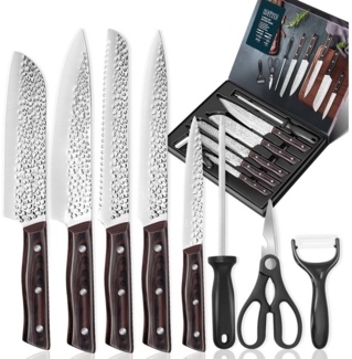 MDHAND Messer-Set Multifunktions Küchenschere, Profi Scharf Kochmesser (Set, 8-tlg), mit Geschenkbox