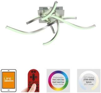 JUST LIGHT 11995-55 LOLAsmart LED Deckenleuchte Swing Smart Home RGB CCT stahlfarben