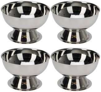 Koopman Eisschale 170 ml Edelstahl 9x6 cm 4 er Set, Edelstahl, (Spar-Set, 4-tlg), Edelstahl, 170ml, Ø 9,5cm, Silberfarbend, Dessert