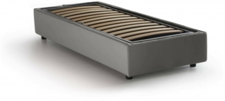 Dmora Einzelbett Adoxa, Bettkasten mit Stoffbezug, 100 % Made in Italy, seitliche Öffnung, geeignet für Matratze 80x190 cm, Grau