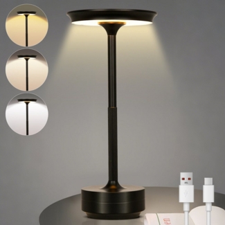 LMaxhome USB-Tischleuchte LED Wiederaufladbare Kabellose Akku Tischlampe mit Touch-Schalter IP54 (1-St, Intelligente LED-Leuchte mit Speicherfunktion), Wasserdichtes Aluminium Moderne Nachttischlampe für Schlafzimmer Außen