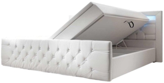 Boxspringbett Gloria mit LED und Stauraum 180x200 Weiß H3 (70-100kg)