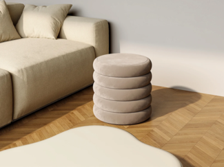 Vente-unique - Hocker - Velours - Taupe - ECAMBI