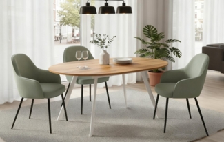 B&D home Esstisch TILL, Metallgestell schwarz oder weiß, ausziehbar 120-160cm, 4-6 Personen