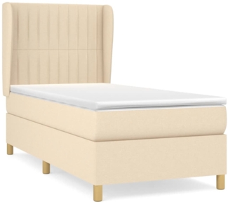 vidaXL Boxspringbett mit Matratze Creme 100x200 cm Stoff 3128666