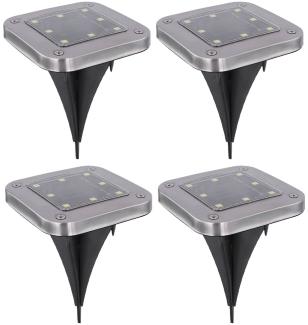 4x LED Solarleuchte, Wegeleuchte, Edelstahl, LxB 10x10 cm