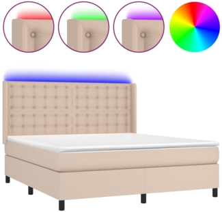 vidaXL Boxspringbett mit Matratze & LED Cappuccino-Braun 160x200cm 3139396