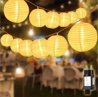 Salcar LED-Lichterkette LED Lichterkette Lampion Außen, Solar-, Batterie-, Steckdosen-Betrieb, 80-flammig, 20M 80 LED-Lampions, IP44, Memory, 8 Modi, Timer, Steckerbetrieb