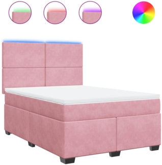 vidaXL Boxspringbett mit Matratze Rosa 140x200 cm Samt 3293229