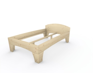 Holzbett (Fichte) "Rosi" 120 x 200 cm 48 cm mit Kopfteil Massivholzbett Bett